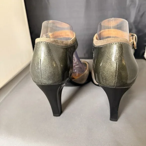 Sofft Gazelle Peep Toe Pumps Sandals Ankle Heeled Suede Green Women’s Size 10M - Picture 3 of 6